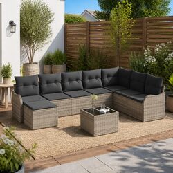 Quality Grey Poly Rattan Garden Sofa Set for Comfort and Style