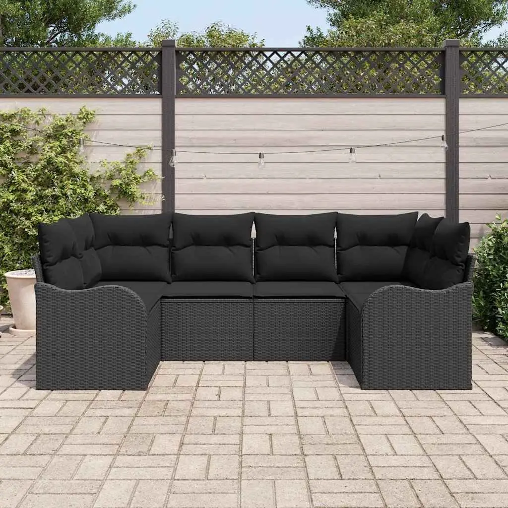 Garden Sofa Set 6 Piece Outdoor Patio Furniture Modular Lounge Black Rattan