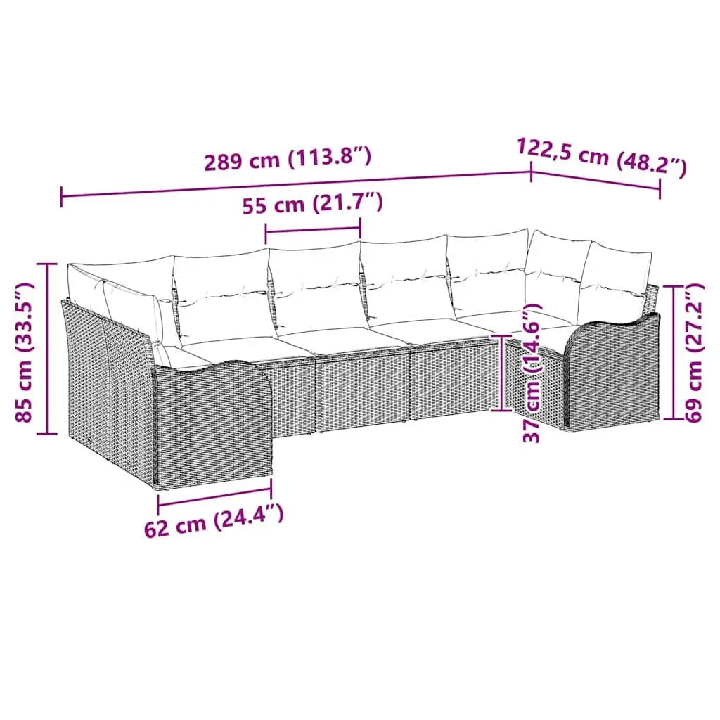 Outdoor Garden Sofa Set Grey Modular Poly Rattan Furniture Lounge Seating