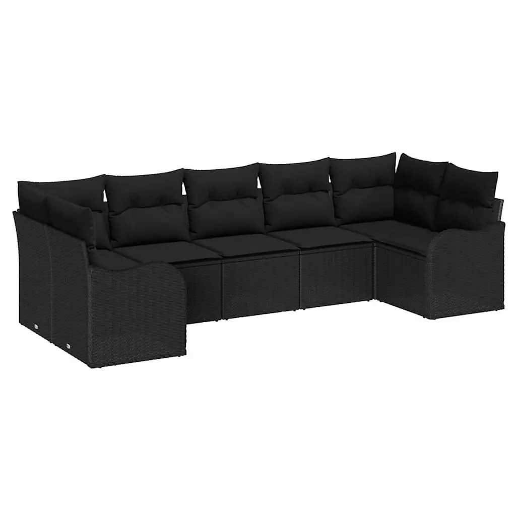 Outdoor Garden Sofa Set Modular Lounge Seating Black Poly Rattan