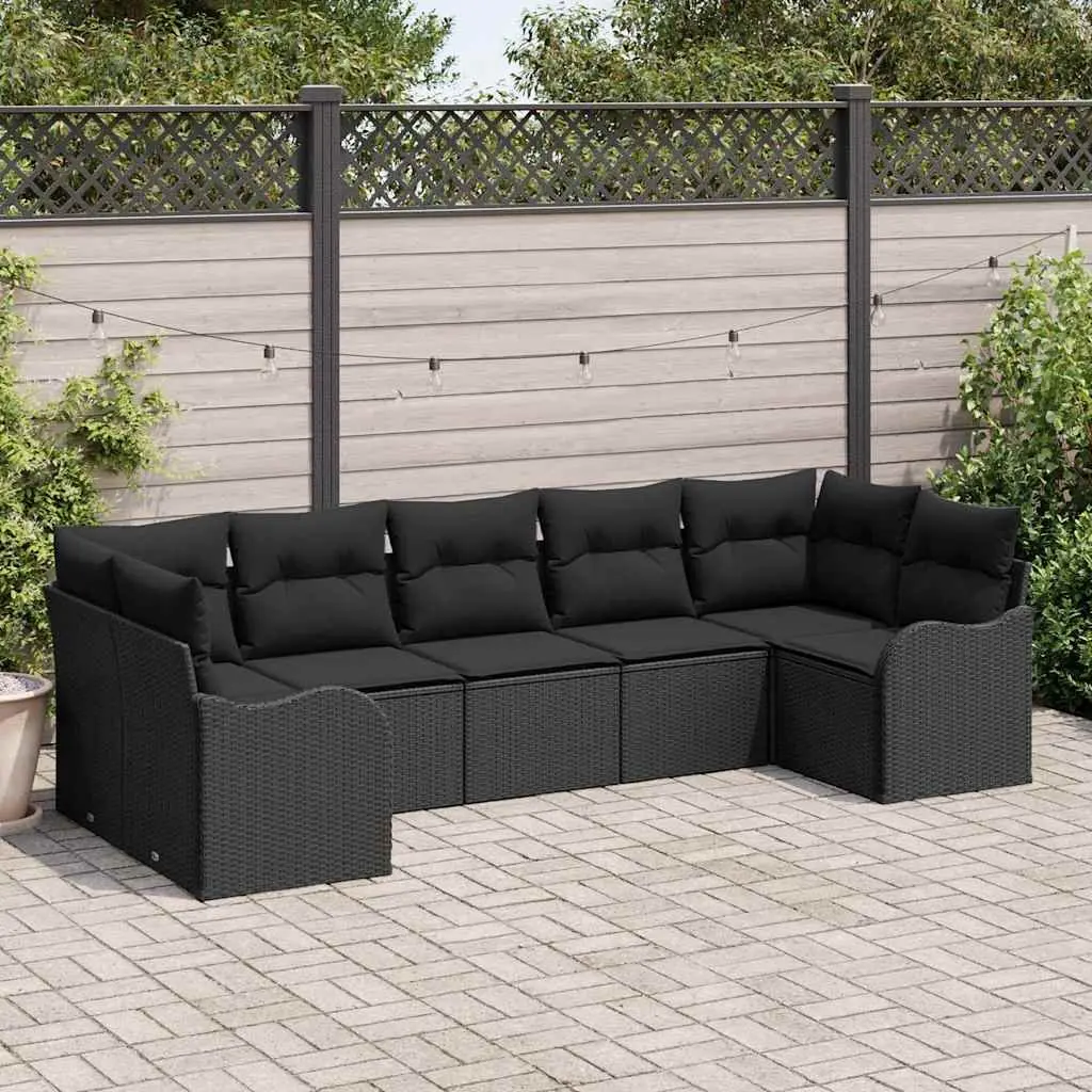 Outdoor Garden Sofa Set Modular Lounge Seating Black Poly Rattan