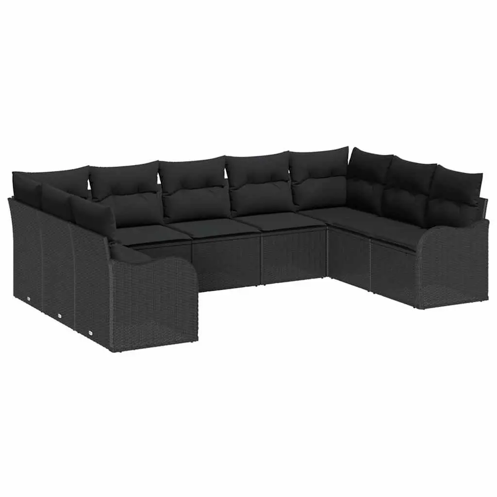 Outdoor Sofa Set Modular Seating Black Poly Rattan Patio Furniture