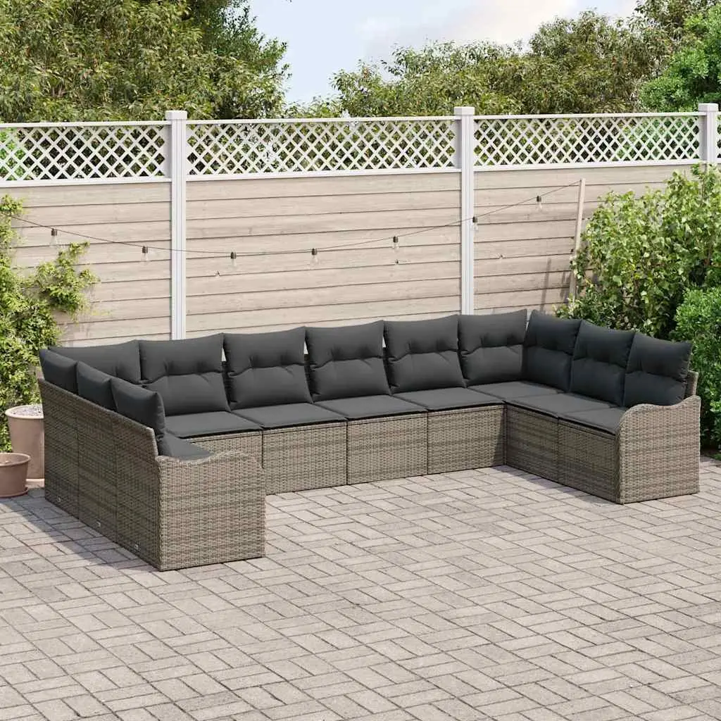 Garden Sofa Set Grey Outdoor Furniture Poly Rattan Modular Patio Lounge Seating