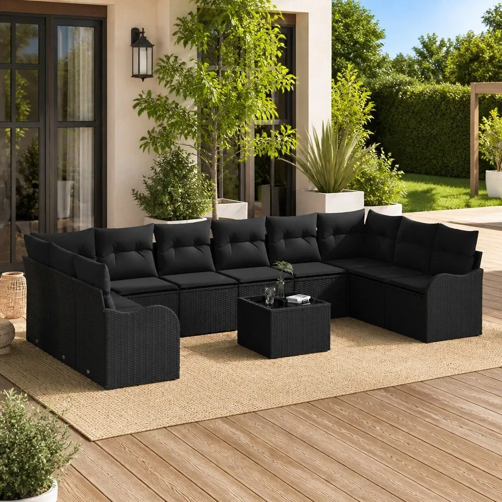 Garden Sofa Set Outdoor Furniture Modular Black Seating 55 x 55 x 37 cm