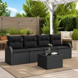 Reliable Black Modular Patio Sofa Set with Cushions