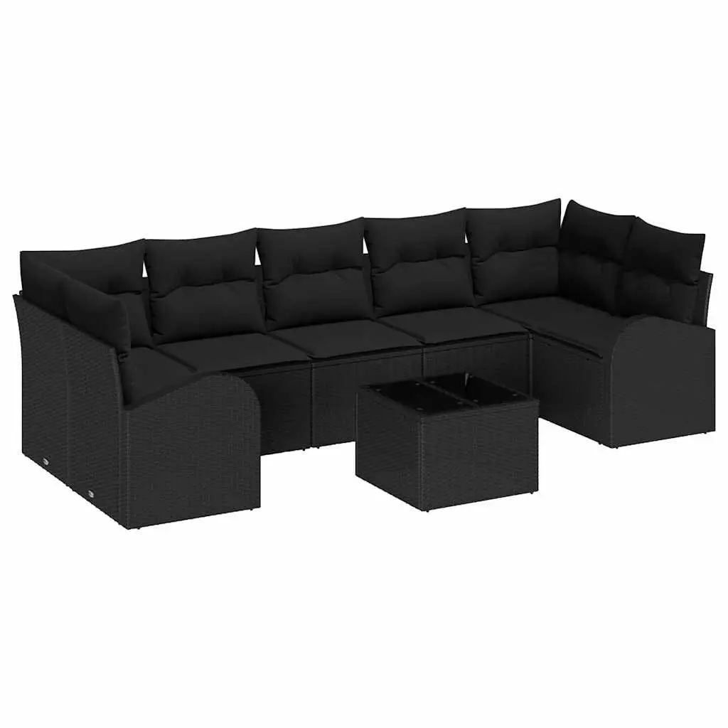 Garden Sofa Set Outdoor Seating Modular Black Poly Rattan Patio Furniture