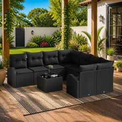 Comfort and Value in a Black Modular Outdoor Sofa Set