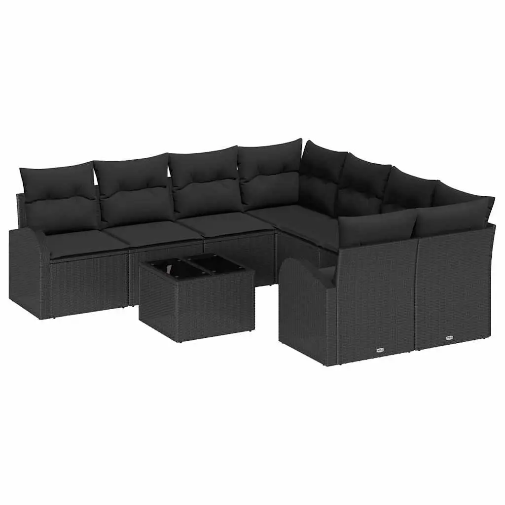 Modular Garden Sofa Set Outdoor Seating Black Poly Rattan