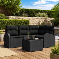 Reliable 5-Piece Black Garden Sofa Set for Your Patio