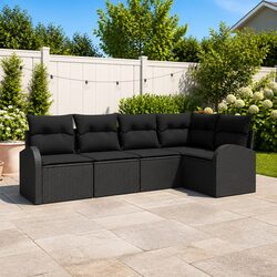 Comfortable Black Modular Sofa Set for Outdoors
