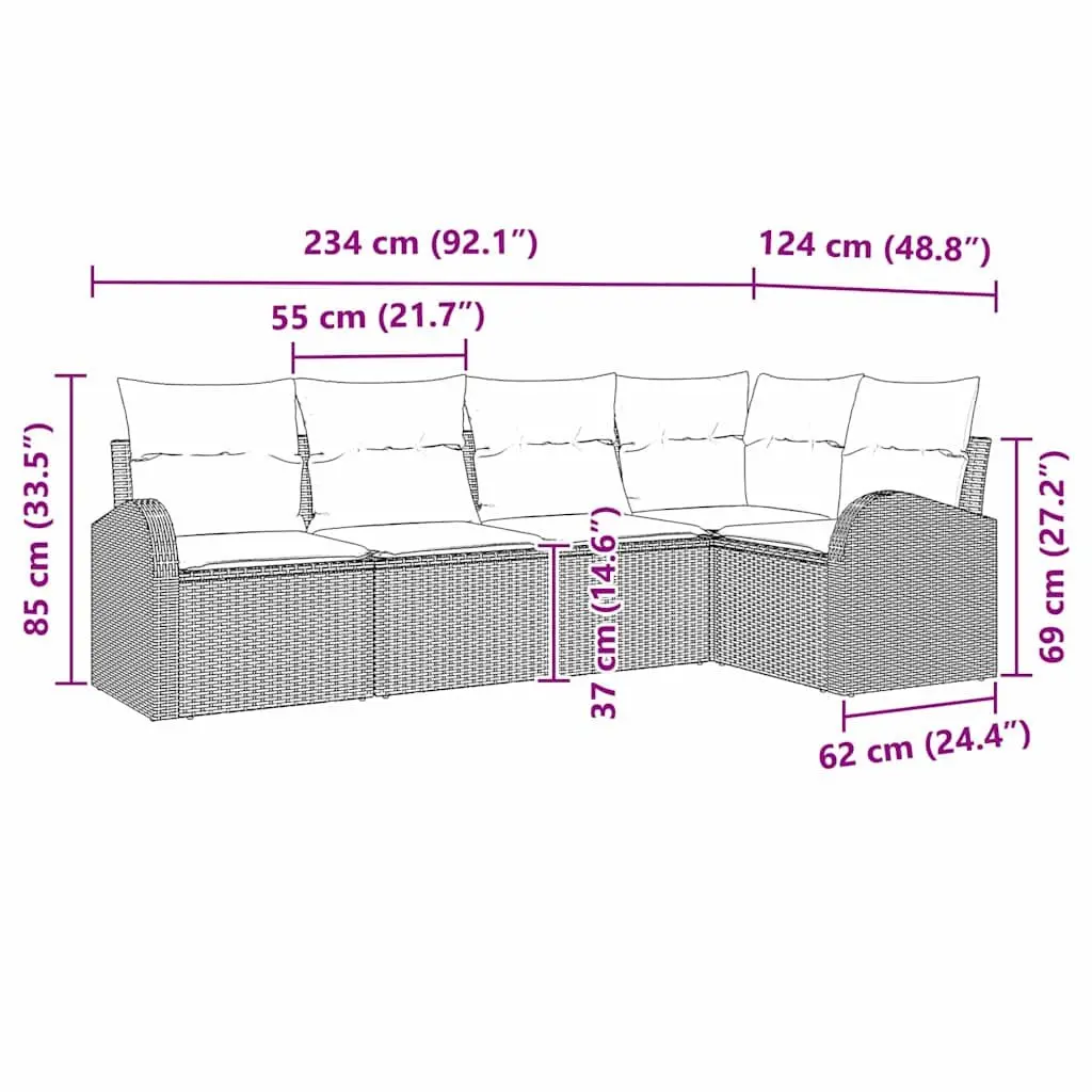 Black Modular Sofa Set for Outdoors
