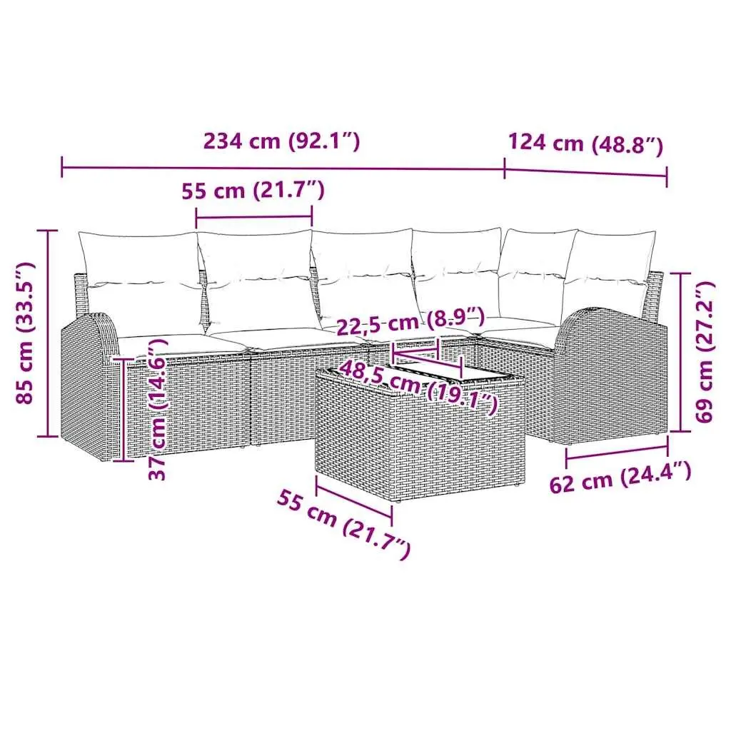 Black Modular Outdoor Sofa with Cushions