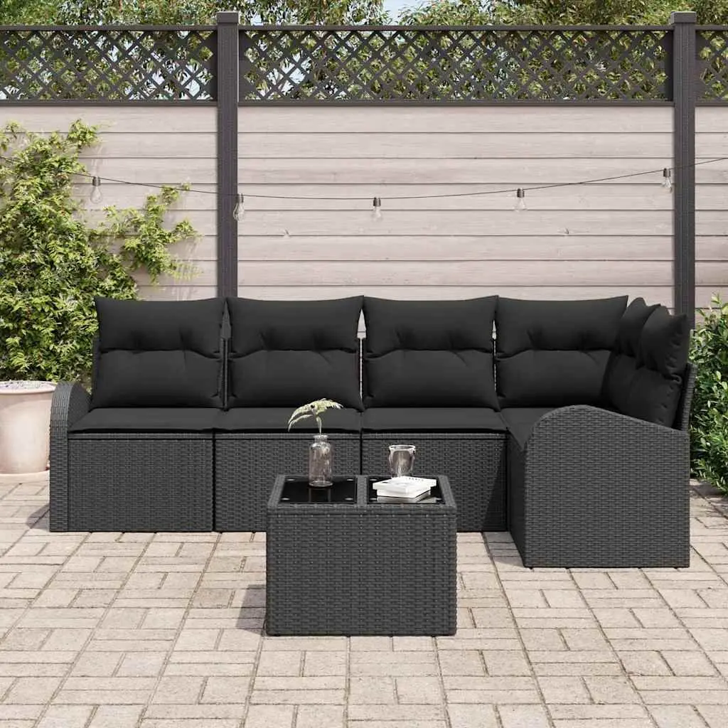 Black Modular Outdoor Sofa with Cushions
