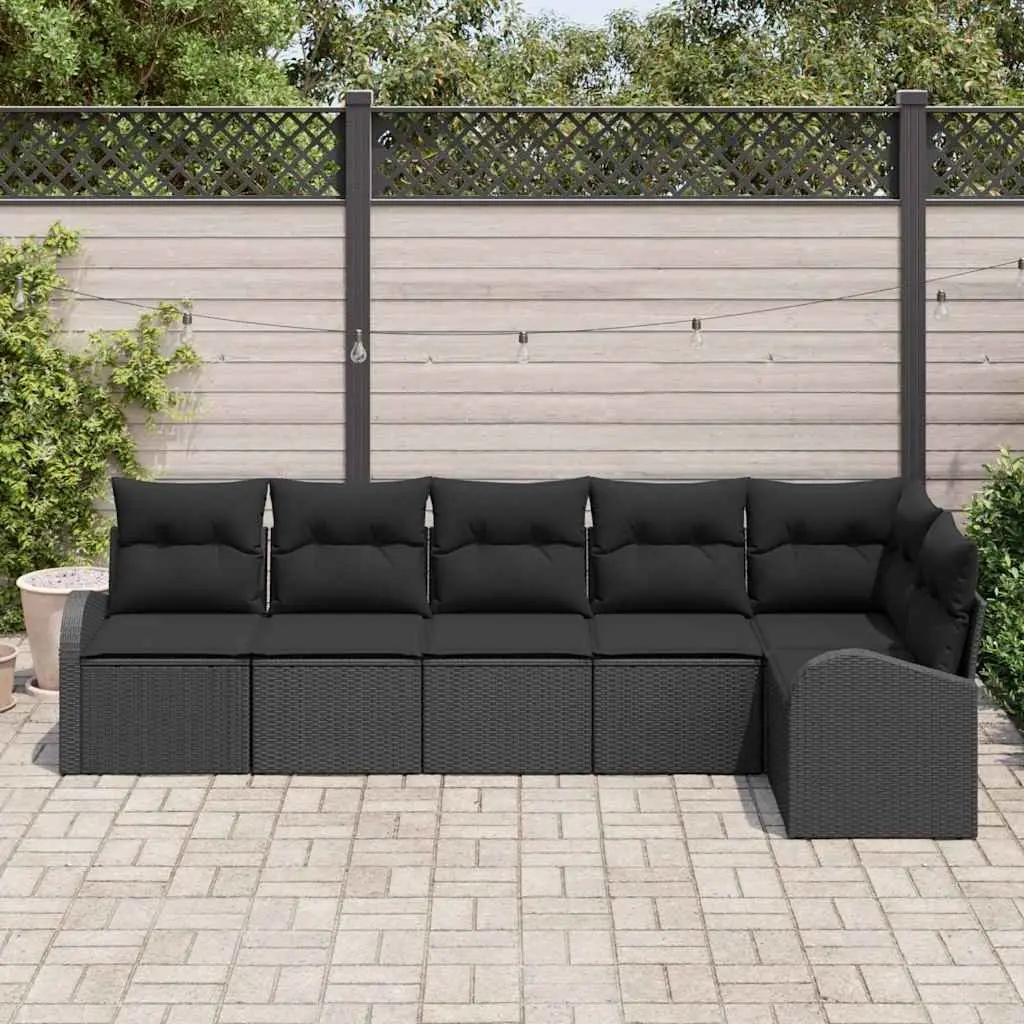 Garden Sofa Set Outdoor Furniture 6 Piece Patio Lounge Sectional Black