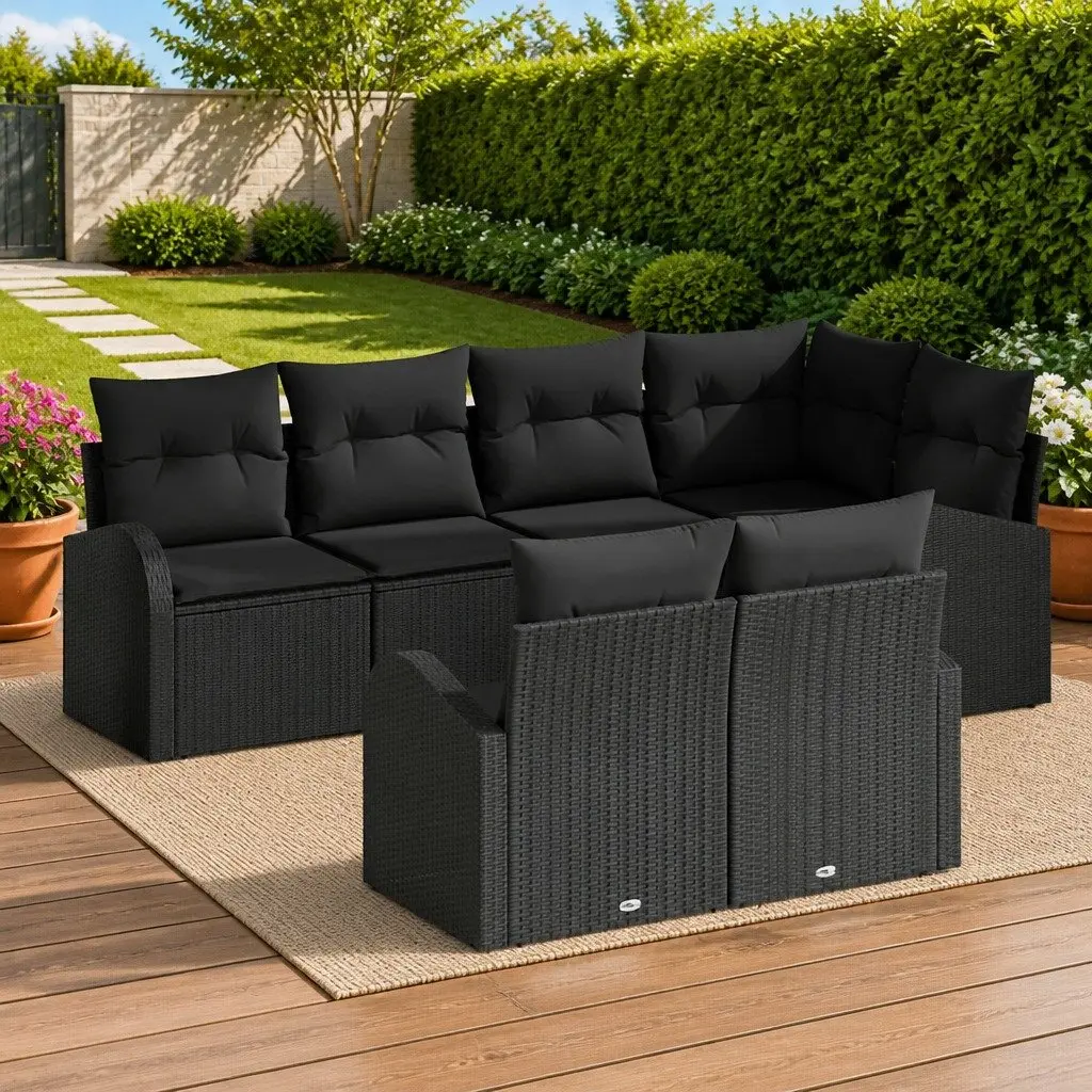 Garden Sofa Set Modular Outdoor Furniture Rattan Patio Lounge Black