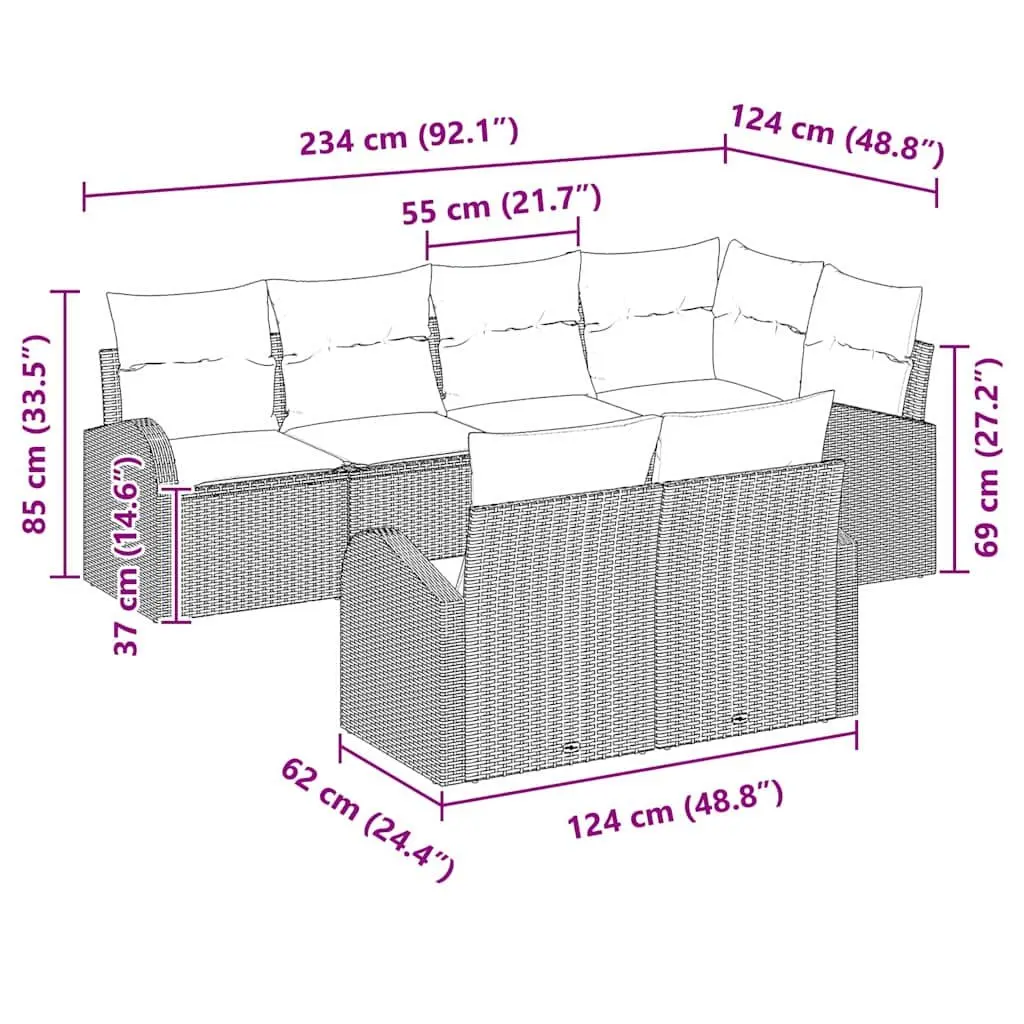 Garden Sofa Set Modular Outdoor Furniture Rattan Patio Lounge Black