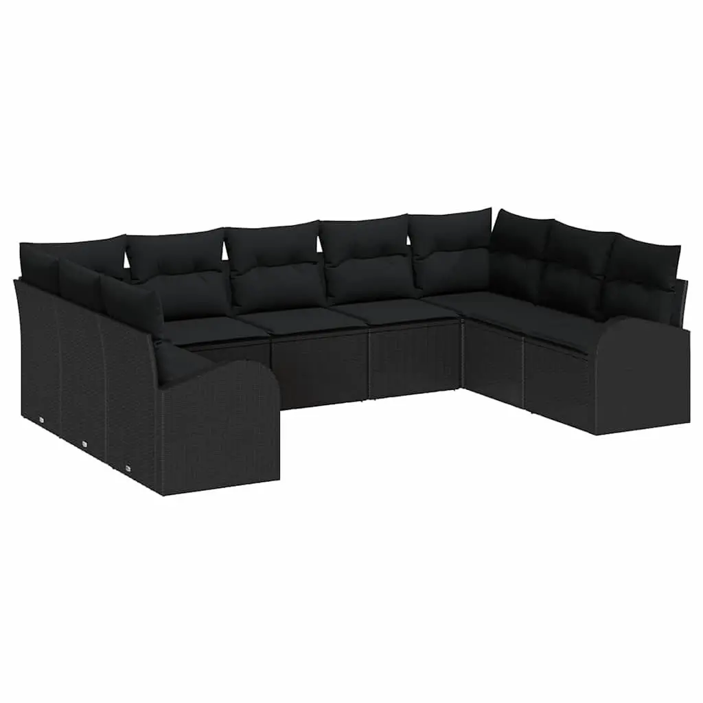 Modular Outdoor Sofa Set Garden Furniture Poly Rattan Black with Cushions