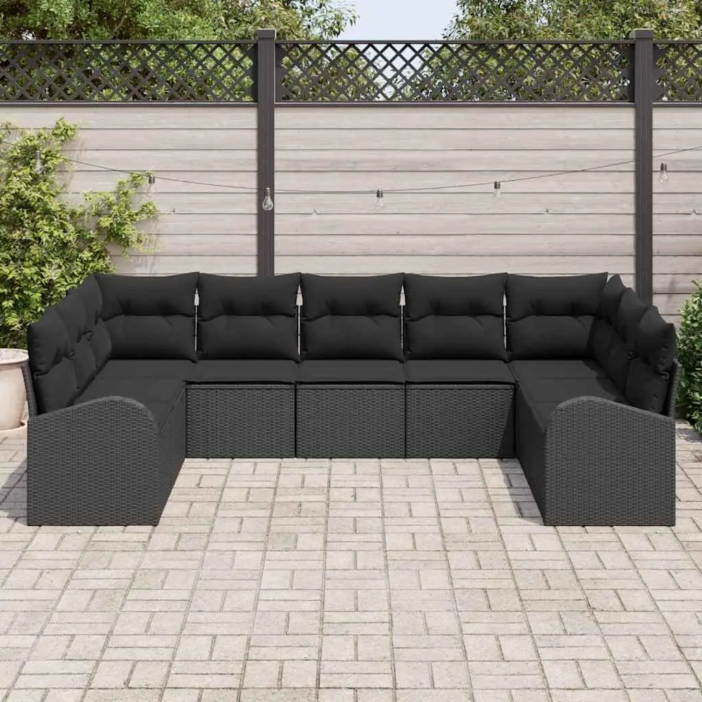 Modular Outdoor Sofa Set Garden Furniture Poly Rattan Black with Cushions