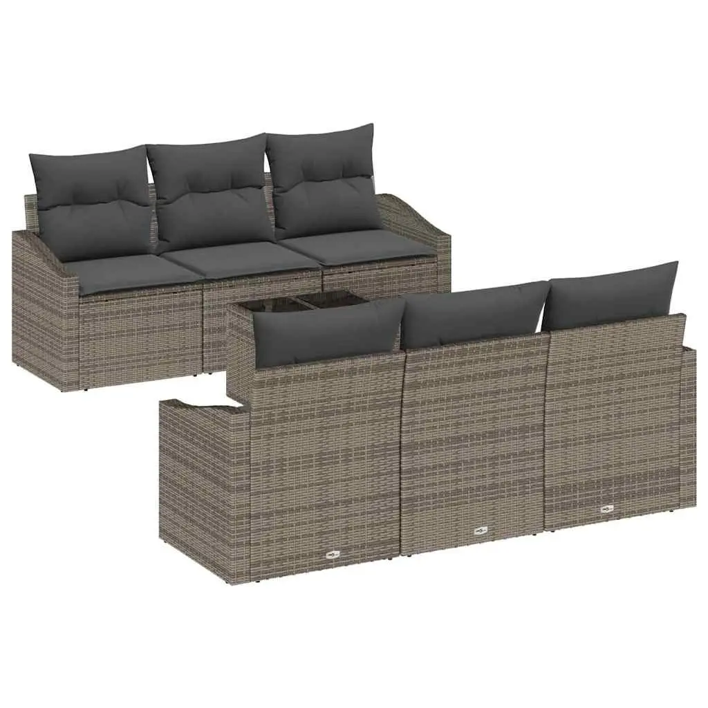 Outdoor Sofa Set 7 Piece Garden Furniture Cushions Storage Table Grey