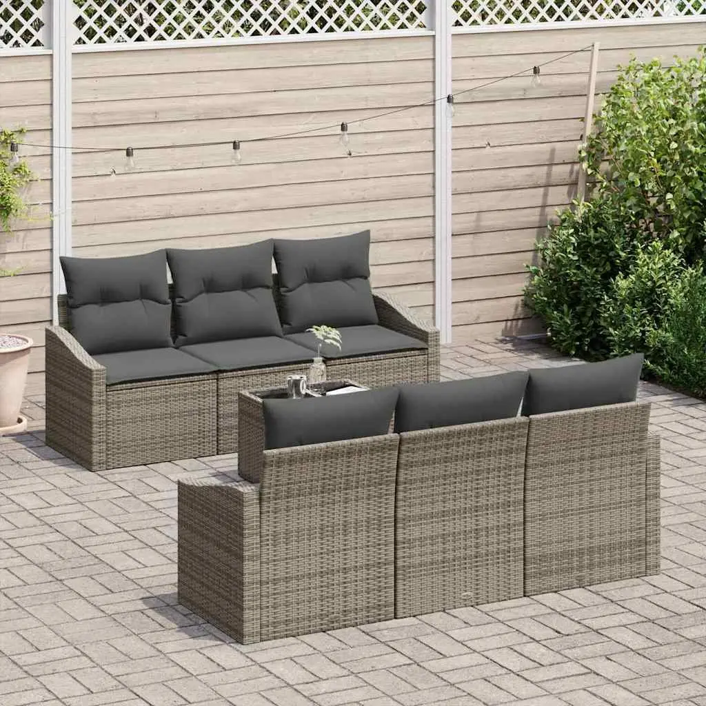 Outdoor Sofa Set 7 Piece Garden Furniture Cushions Storage Table Grey