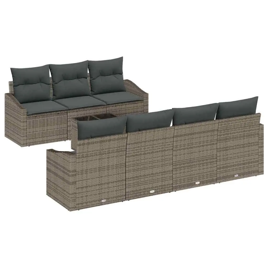 Modular Outdoor Sofa Set 8 Piece Lounge Seating Grey with Cushions and Pillows