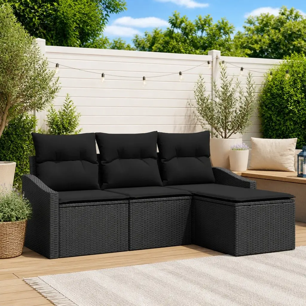 4 Piece Black Outdoor Sofa Set