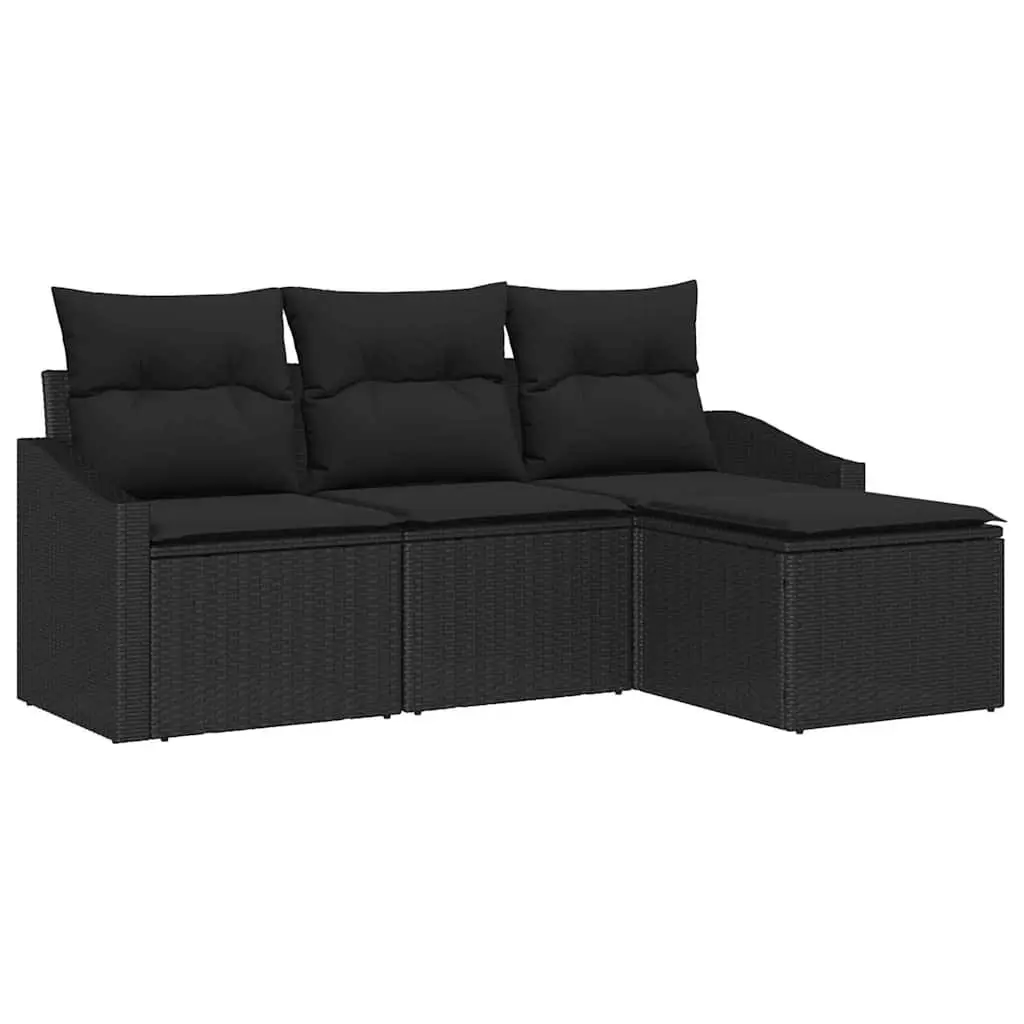 4 Piece Black Outdoor Sofa Set