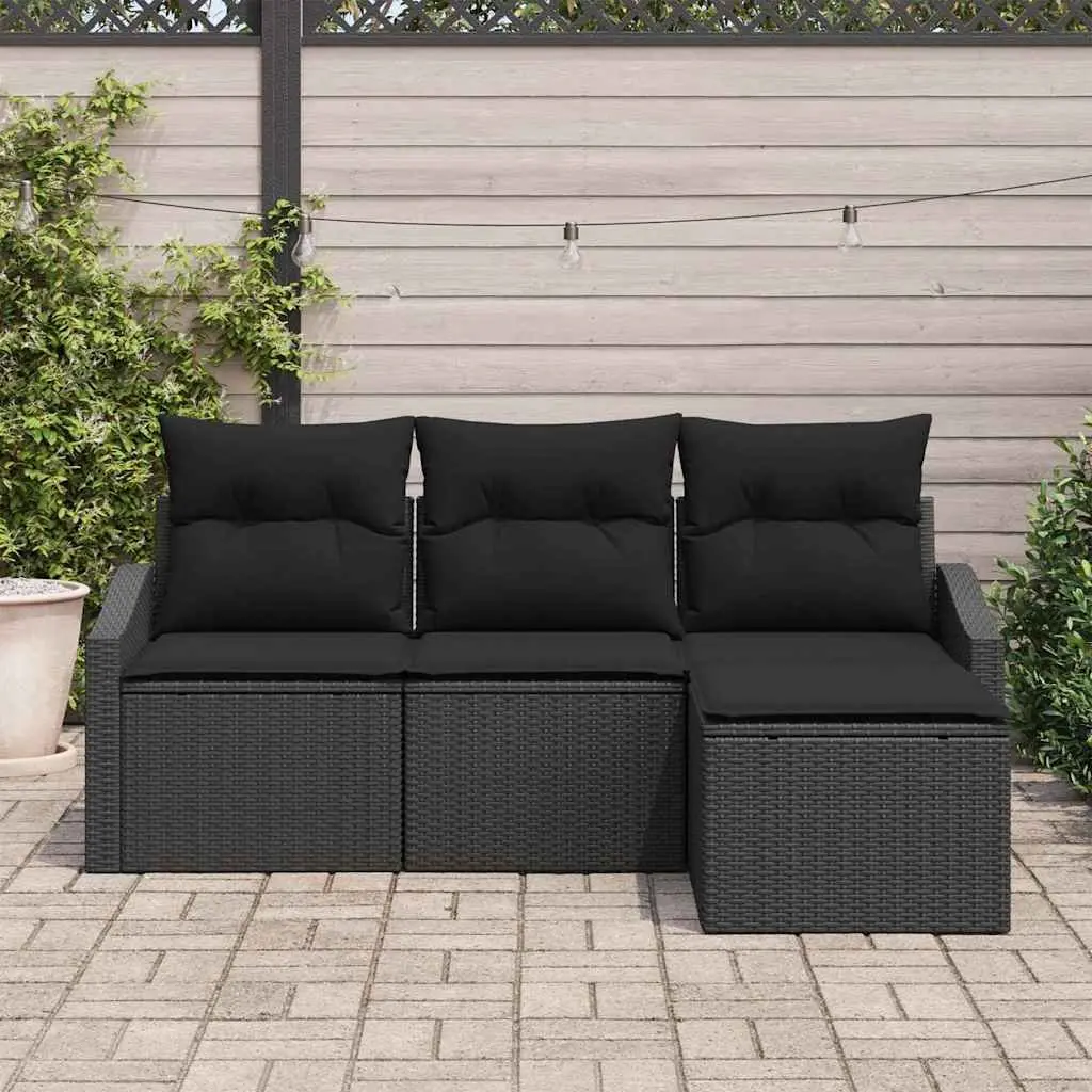 4 Piece Black Outdoor Sofa Set
