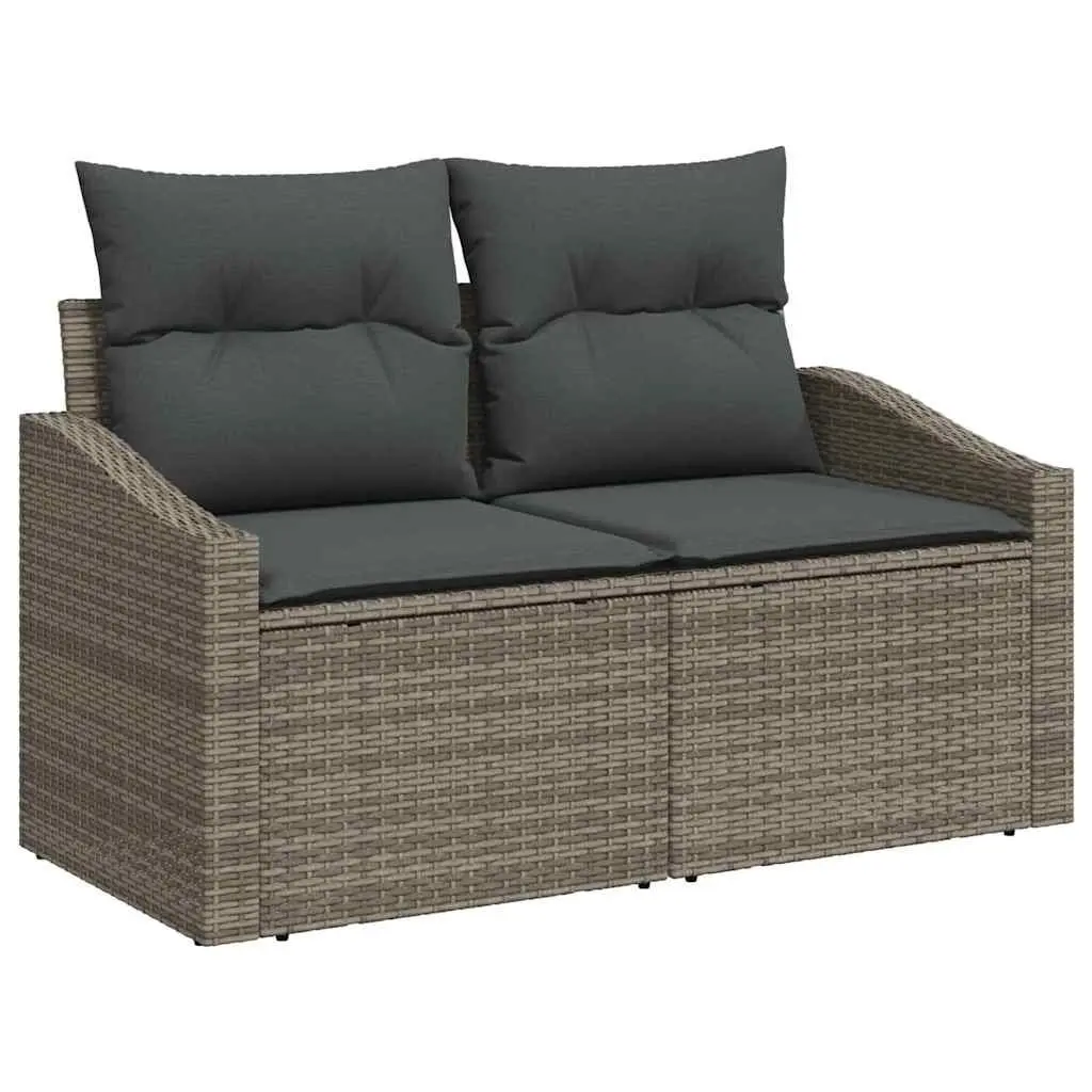 Outdoor Garden Sofa Set 5 Pieces Grey Poly Rattan Furniture Patio Seating