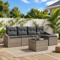 Comfort Meets Value: 6-Piece Grey Outdoor Sofa Set