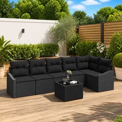 Affordable 7-Piece Black Sofa Set for Outdoor Comfort