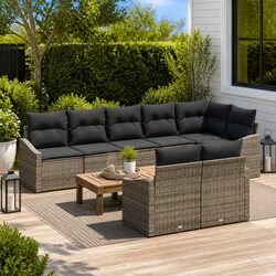Comfortable and Practical 8-Piece Grey Sofa Set
