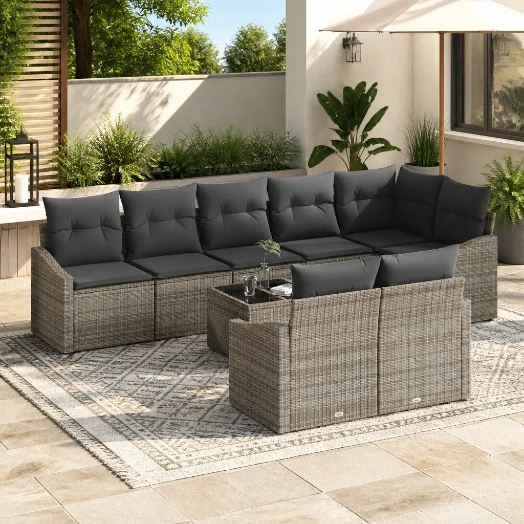 9 Piece Outdoor Garden Sofa Set Grey Poly Rattan Modular Lounge Furniture