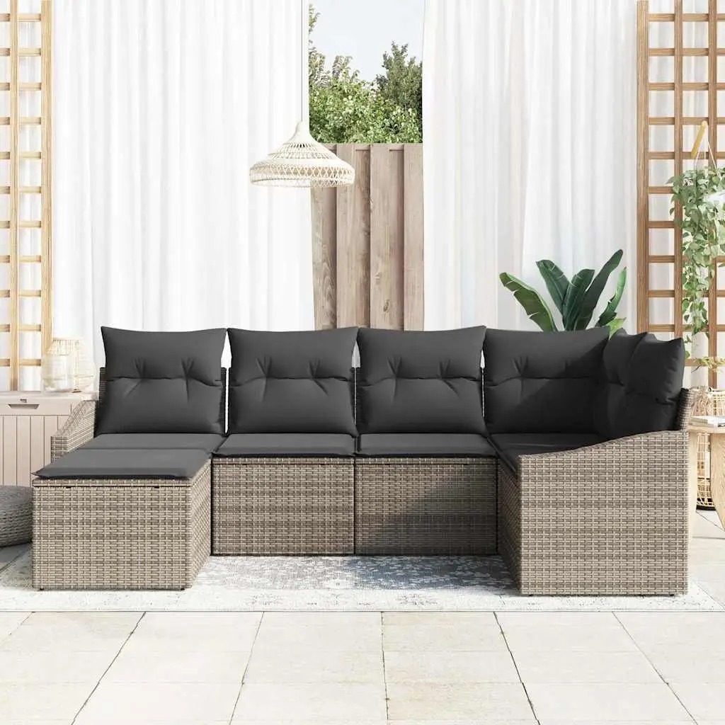Outdoor Sofa Set Modular Garden Furniture 6 Piece Grey Poly Rattan