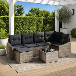 7-Piece Grey Outdoor Sofa Set: Comfort and Value