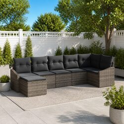 Practical Grey 7-Piece Outdoor Sofa Set with Cushions