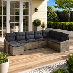 Comfortable Grey Modular Outdoor Sofa Set with Storage