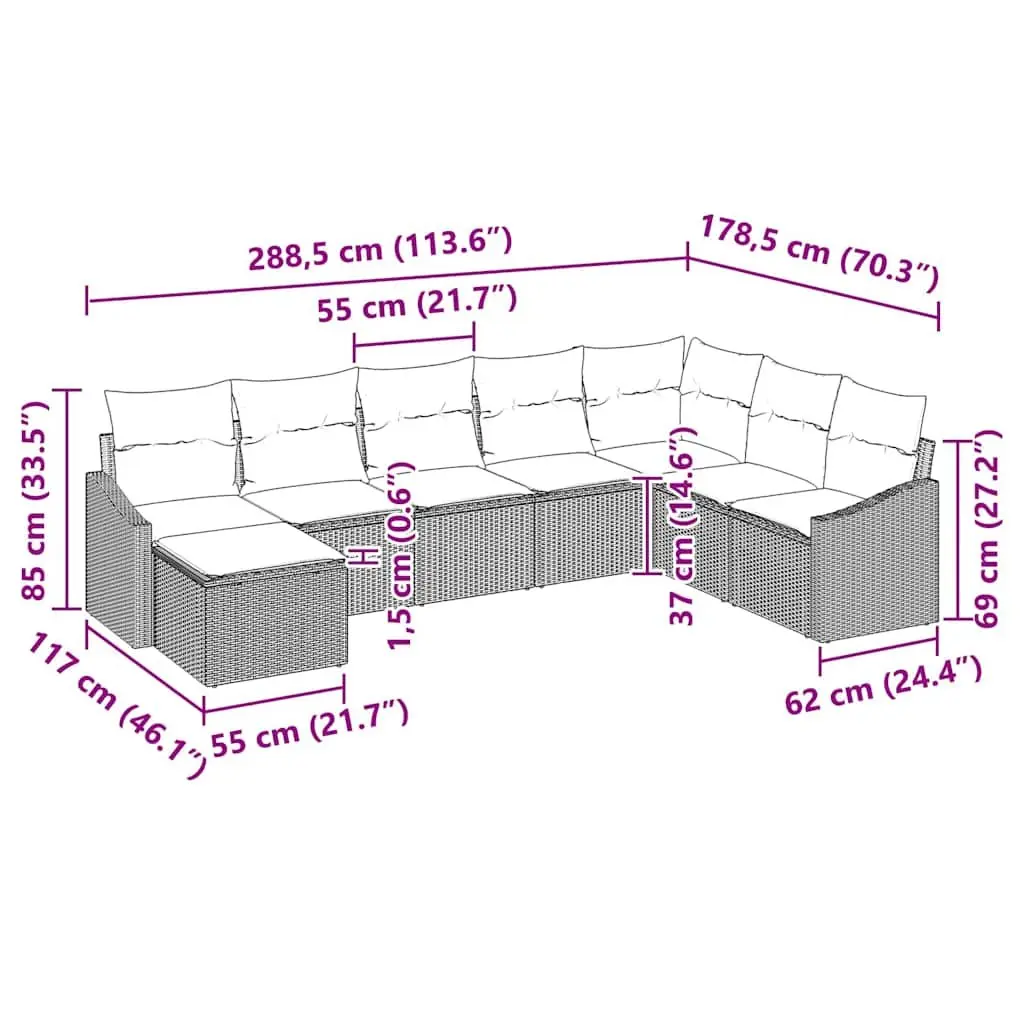 Grey Modular Outdoor Sofa Set with Storage