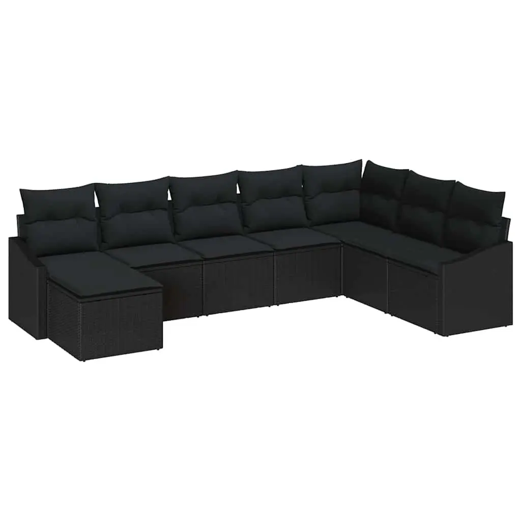 Outdoor Garden Sofa Set 8 Piece Modular Black Poly Rattan Furniture