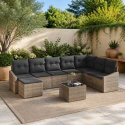Comfortable 9-Piece Outdoor Sofa Set with Cushions