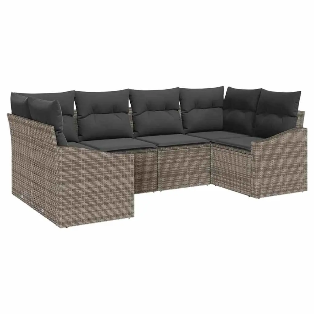 Outdoor Garden Sofa Set Modular Grey 6 Piece Poly Rattan Patio Furniture