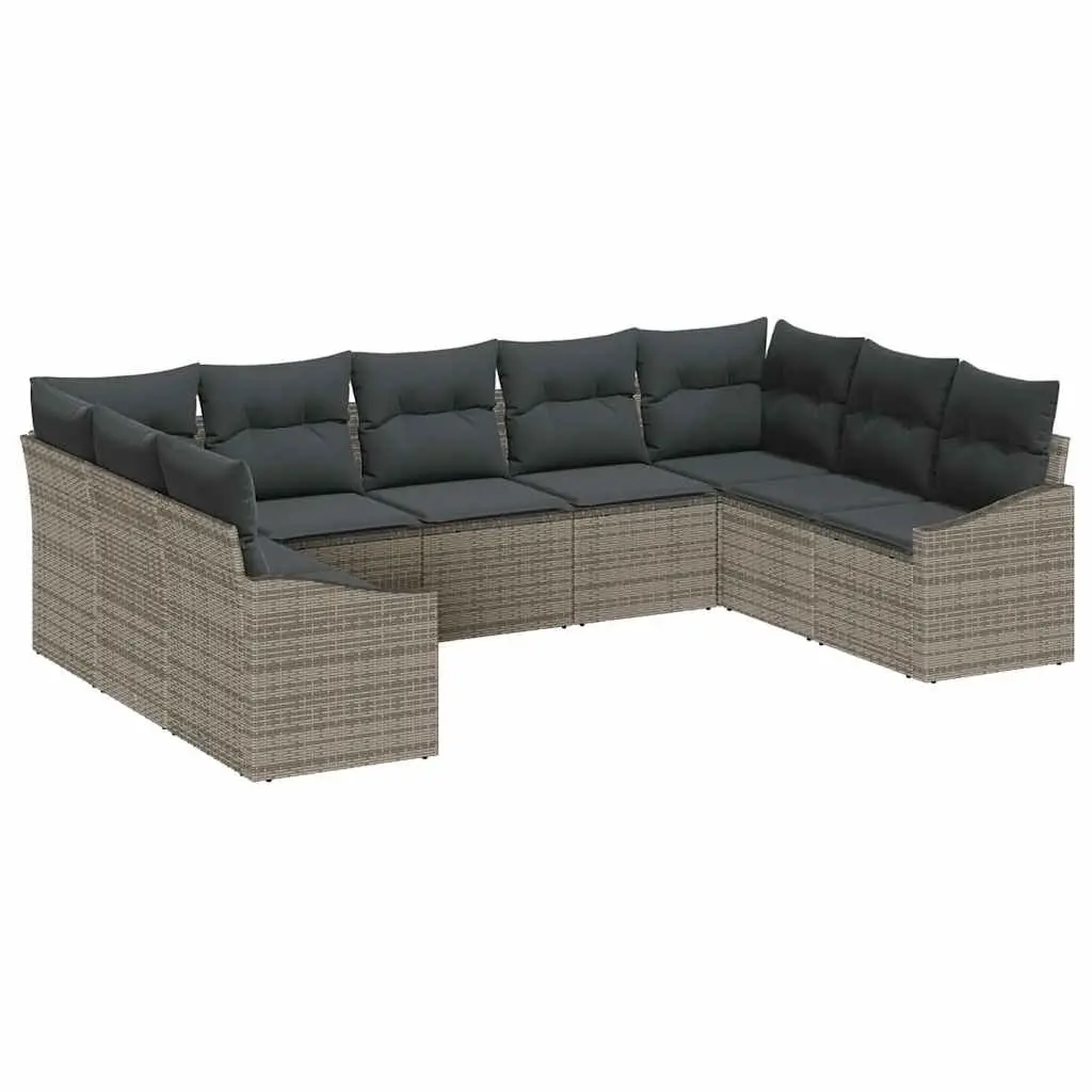 Outdoor Sofa Set Modular Grey Poly Rattan Garden Patio Furniture 9 Pieces