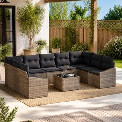 Comfortable 10-Piece Grey Outdoor Sofa Set