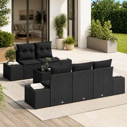 Comfortable Black Outdoor Sofa Set with Cushions