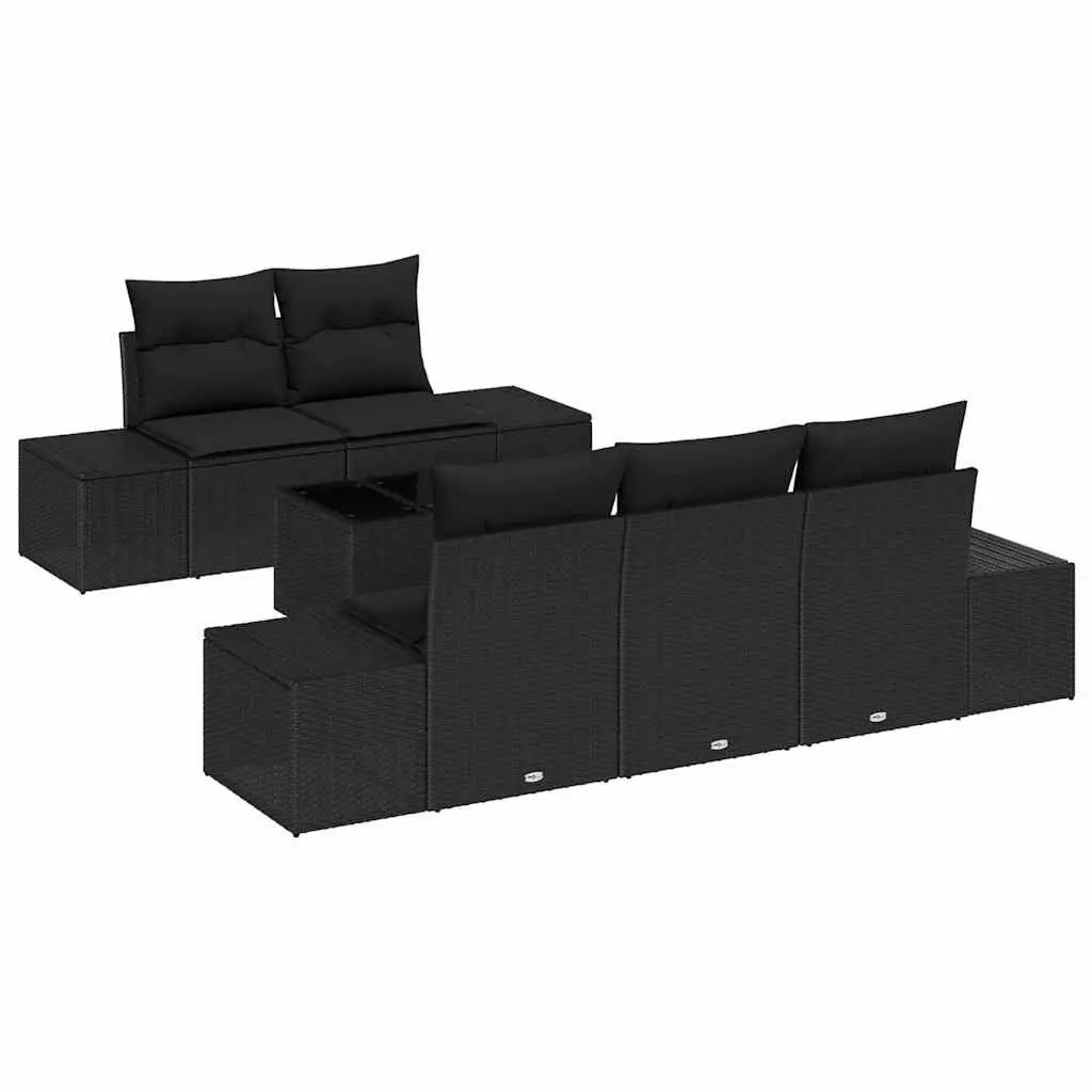 Black Outdoor Sofa Set with Cushions