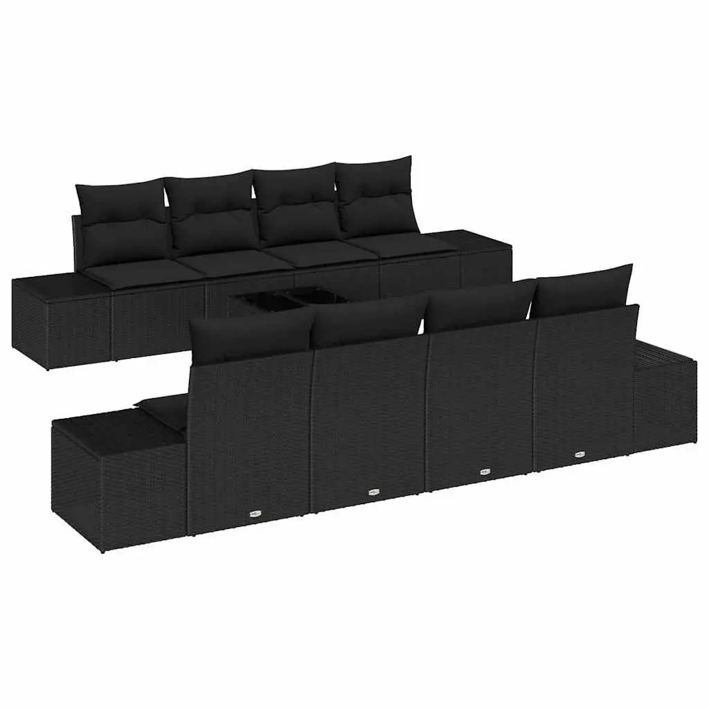 Modular Outdoor Garden Sofa Set 7 Piece Black Poly Rattan Patio Furniture