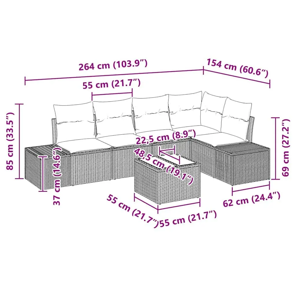6-Piece Garden Sofa Set