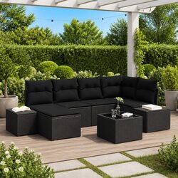 Quality Modular 7 Piece Outdoor Sofa Set in Black