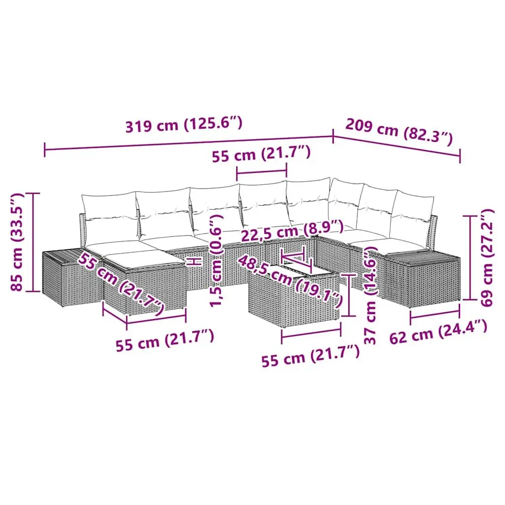 9-Piece Garden Sofa Set
