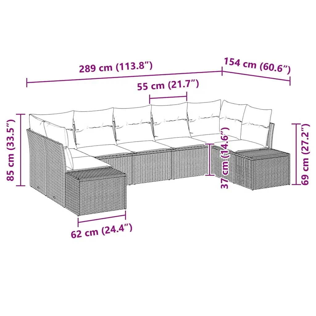 Garden Sofa Set Modular Outdoor Furniture 7 Piece Black Poly Rattan